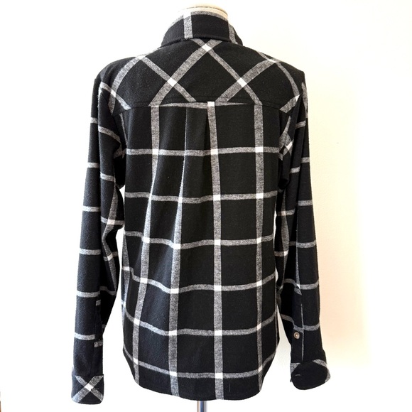 Westbound Black White Windowpane Plaid Button-up Grunge Urban Lumberjack Flannel - Picture 4 of 9